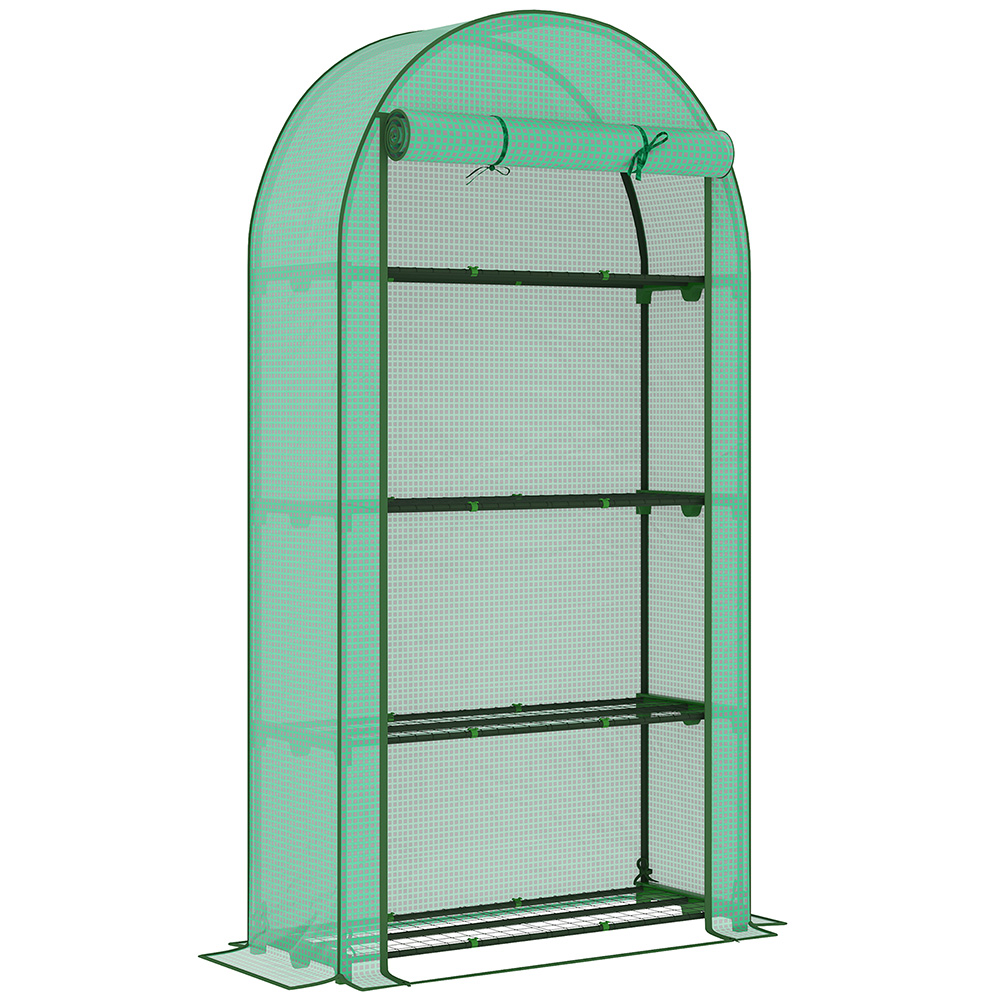 Outsunny Green 4 Shelf PE Cover 3.4 x 1.4ft Mini Greenhouse Image 1