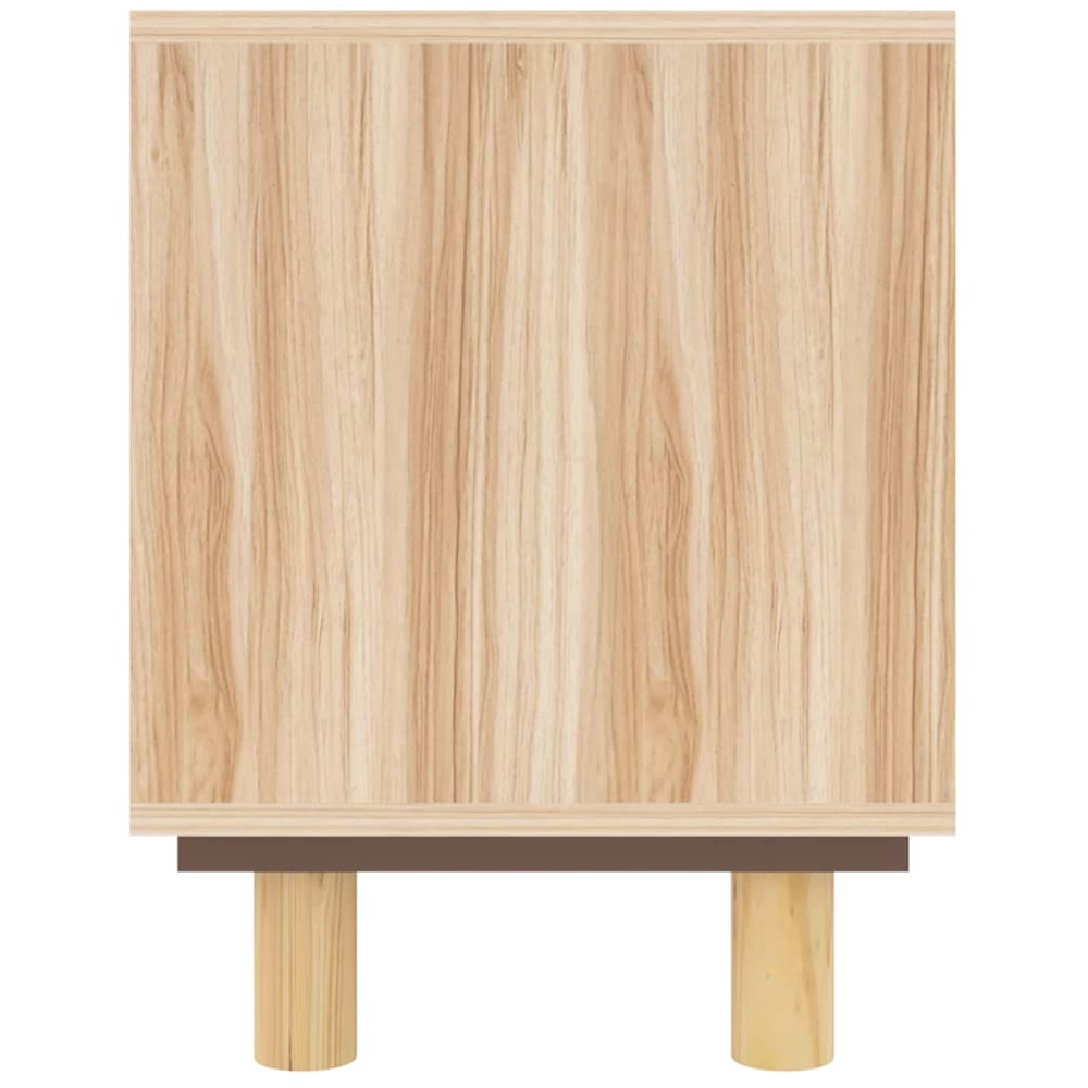 vidaXL 2 Door 2 Shelf Brown Solid Pine Wood and Natural Rattan TV Cabinet Image 5