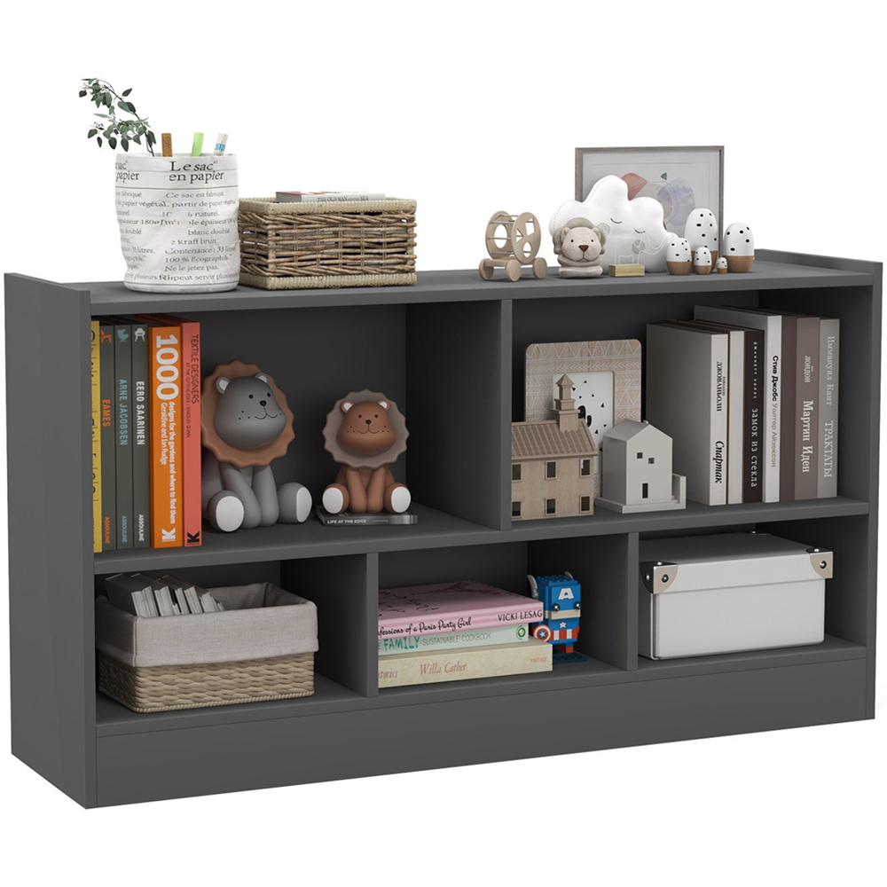 Costway 5 Cube Kids Grey Wooden Bookcase Image 3