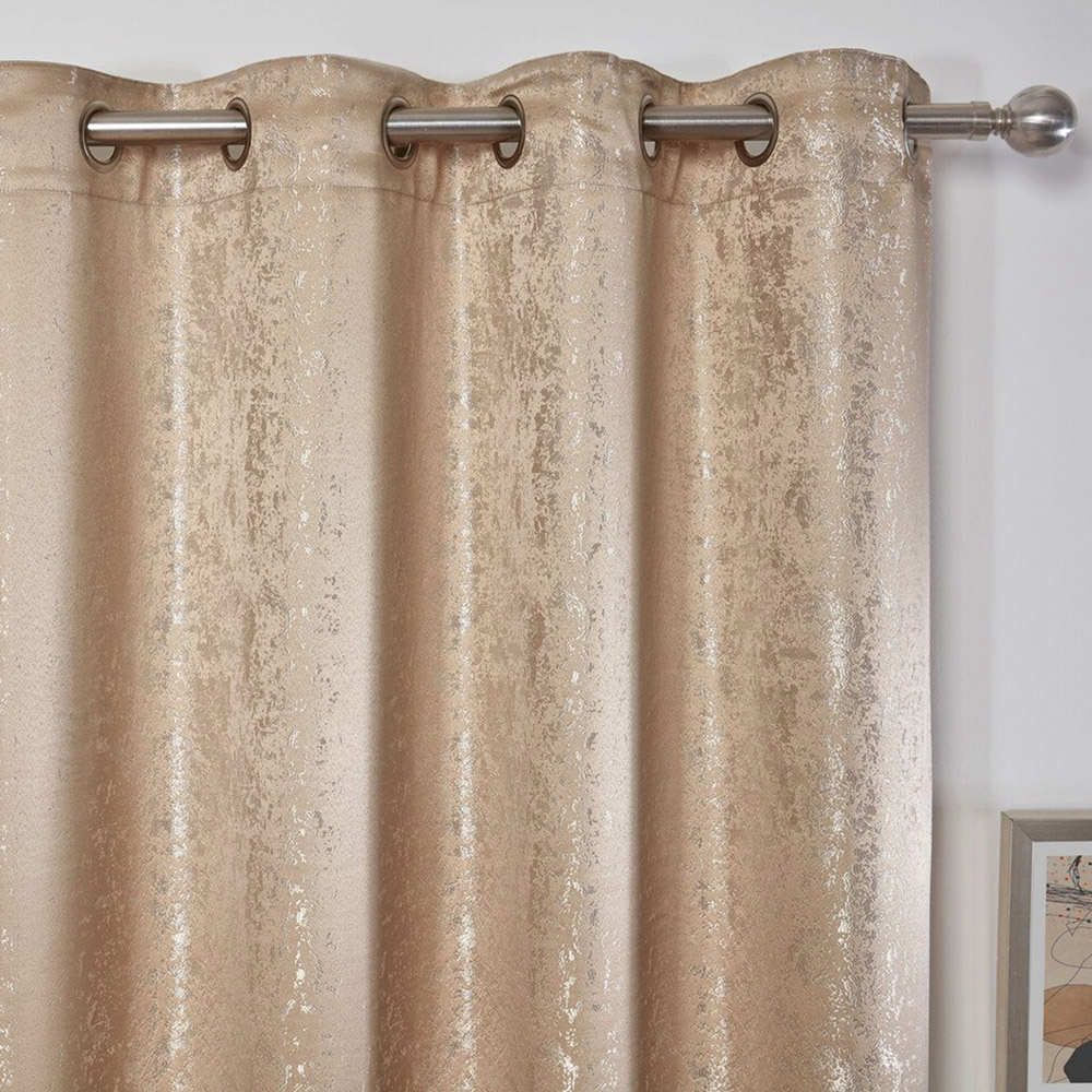 Divante Serene Champagne Jacquard Eyelet Curtains 229 x 229cm Image 2