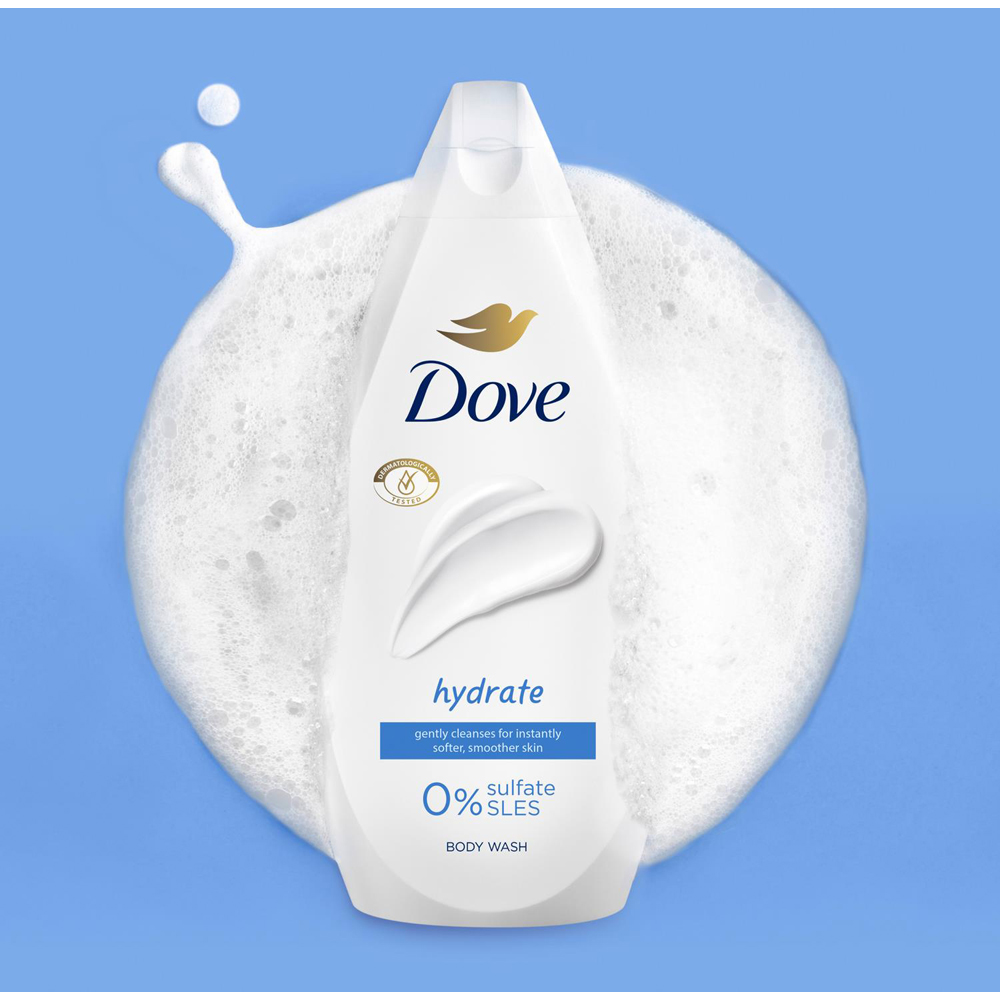 Dove Softer and Smoother Skin Hydrate Body Wash 450ml 12 Pack Image 5