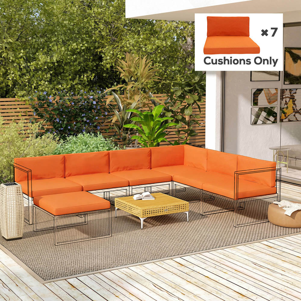Outsunny 14 Piece Orange Garden Furniture Replacement Cushion Set Image 3