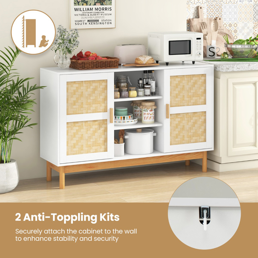 Costway 2 Door 3 Shelf White Sideboard Image 8