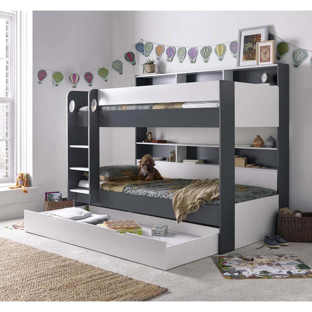 Oliver Grey and White Storage Bunk Bed Image 4