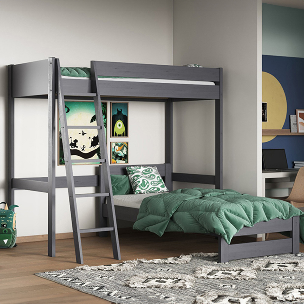 Noomi Tera Single Grey L Shaped High Sleeper with Bed Image 1