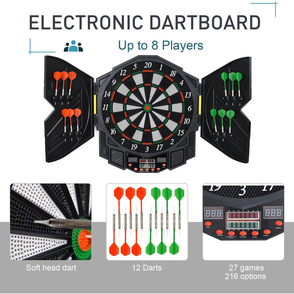 HOMCOM 24 Darts LED Electronic Dartboard Set with 27 Games and 216 Variations Image 6