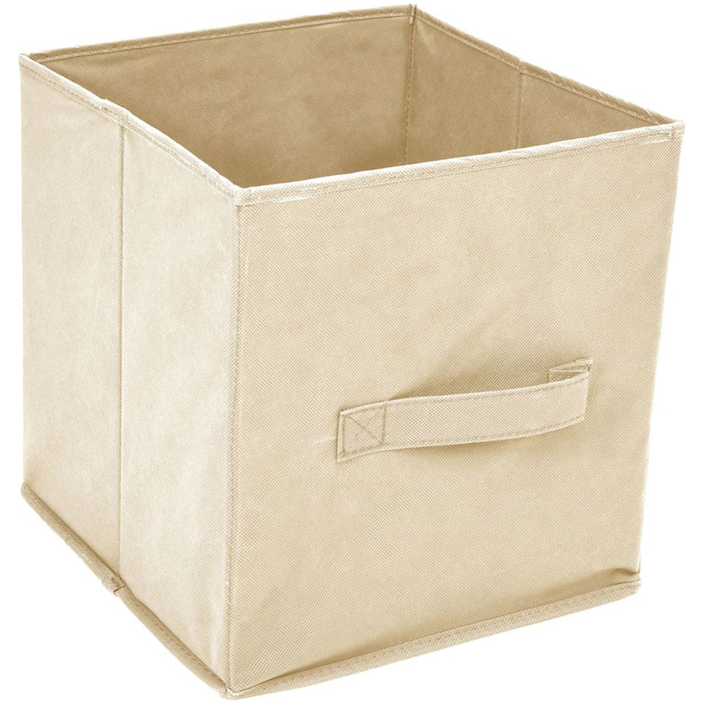 vidaXL Cream Steel Storage Cabinet with 4 Fabric Basket Image 5