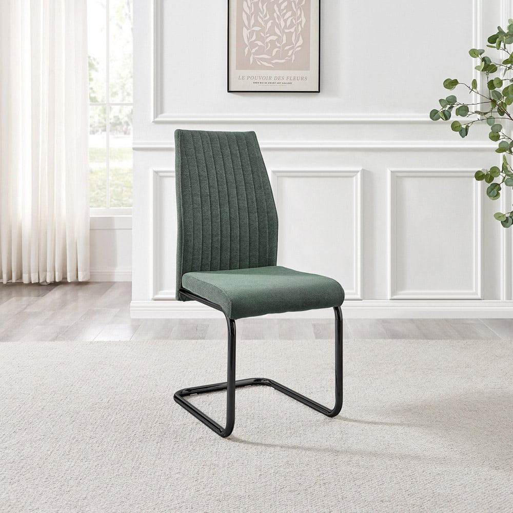 Furniturebox Fontana Set of 2 Green and Black Dining Chair Image 4