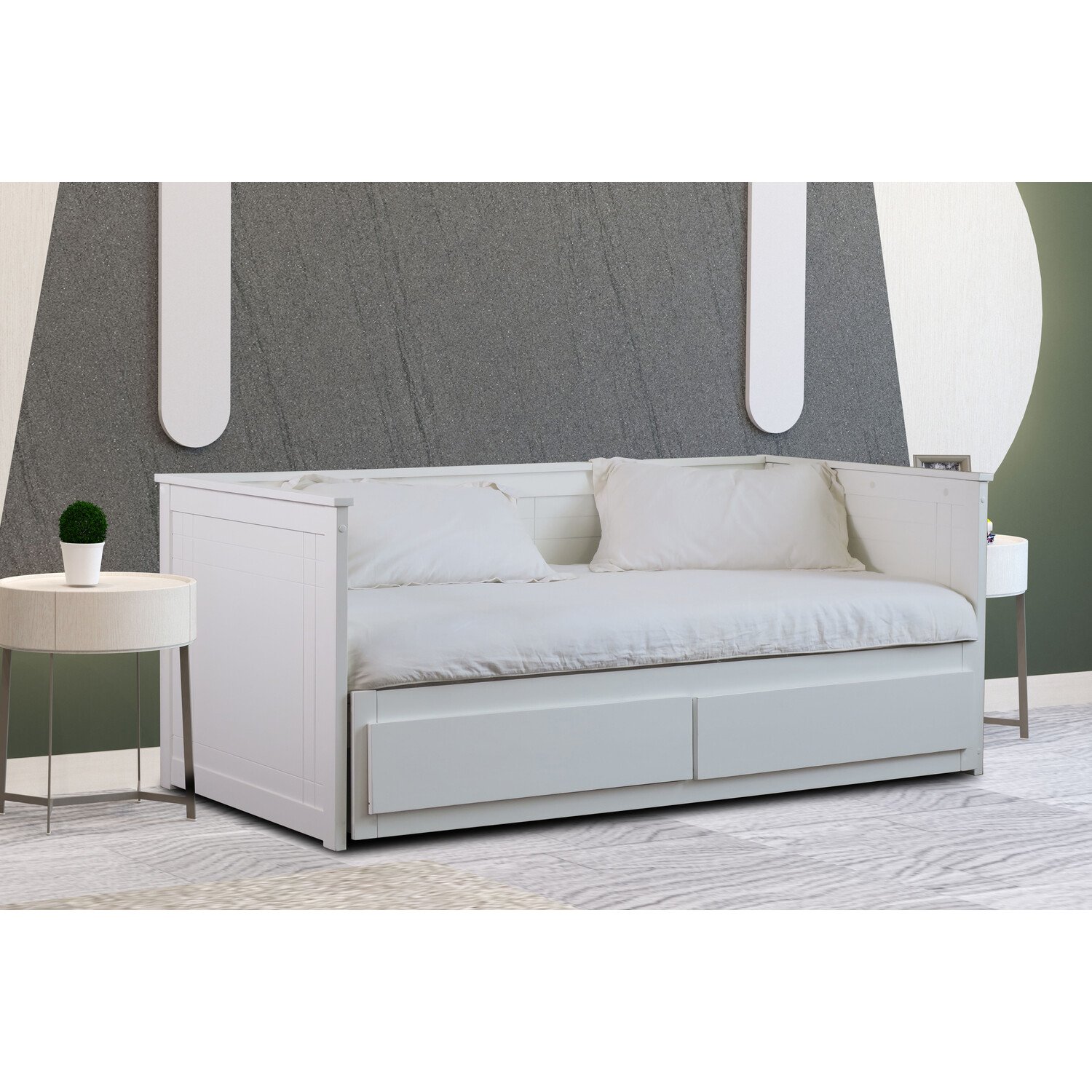 Chelsea 2 Drawer White Day Bed Image 3