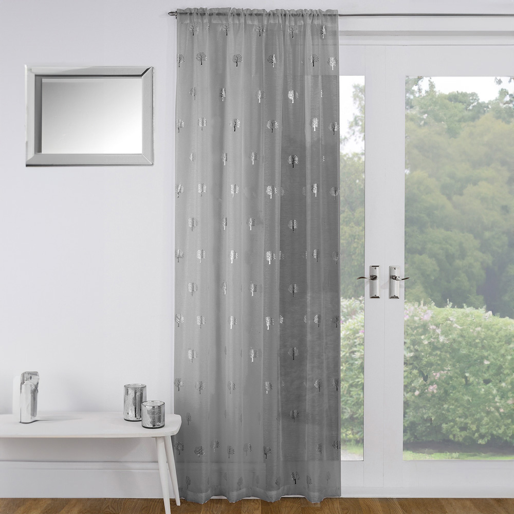 Silver Birch Panel Voile Curtain 122 x 140cm Image 1
