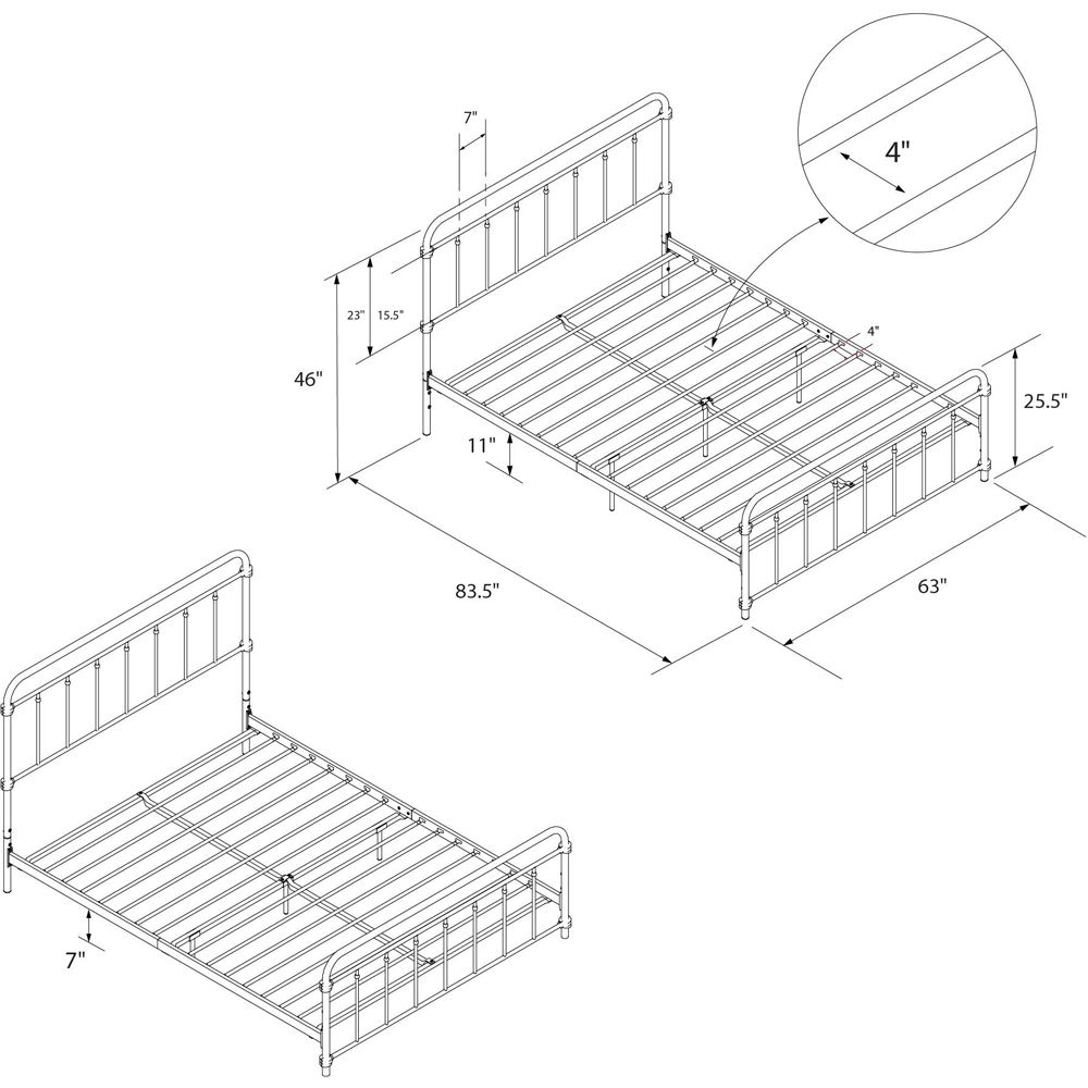 Dorel Wallace King Size Bronze Metal Bed Frame Image 7