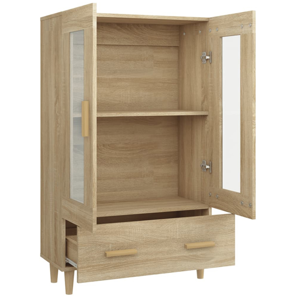vidaXL 2 Glass Door Single Drawer Sonoma Oak Highboard Image 5