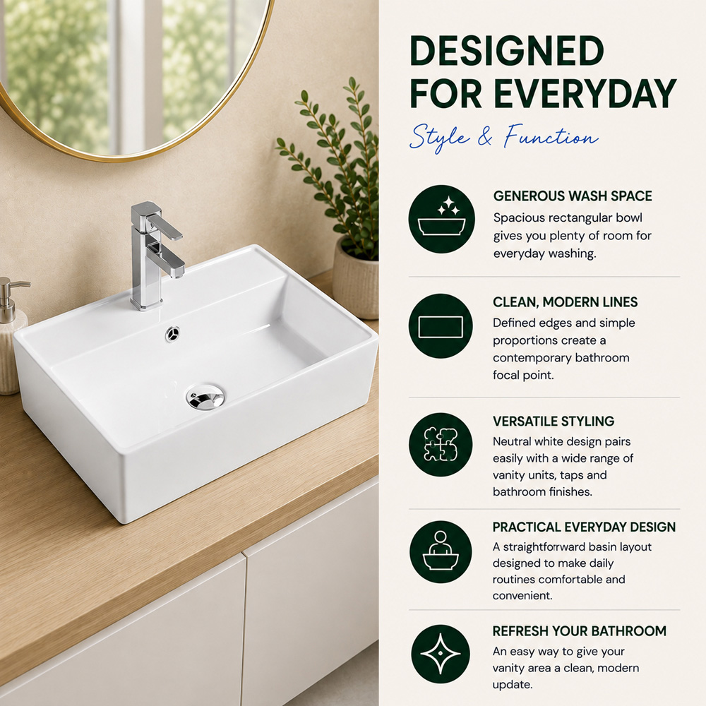 Go Bathrooms Aero Ceramic Countertop Basin Image 5