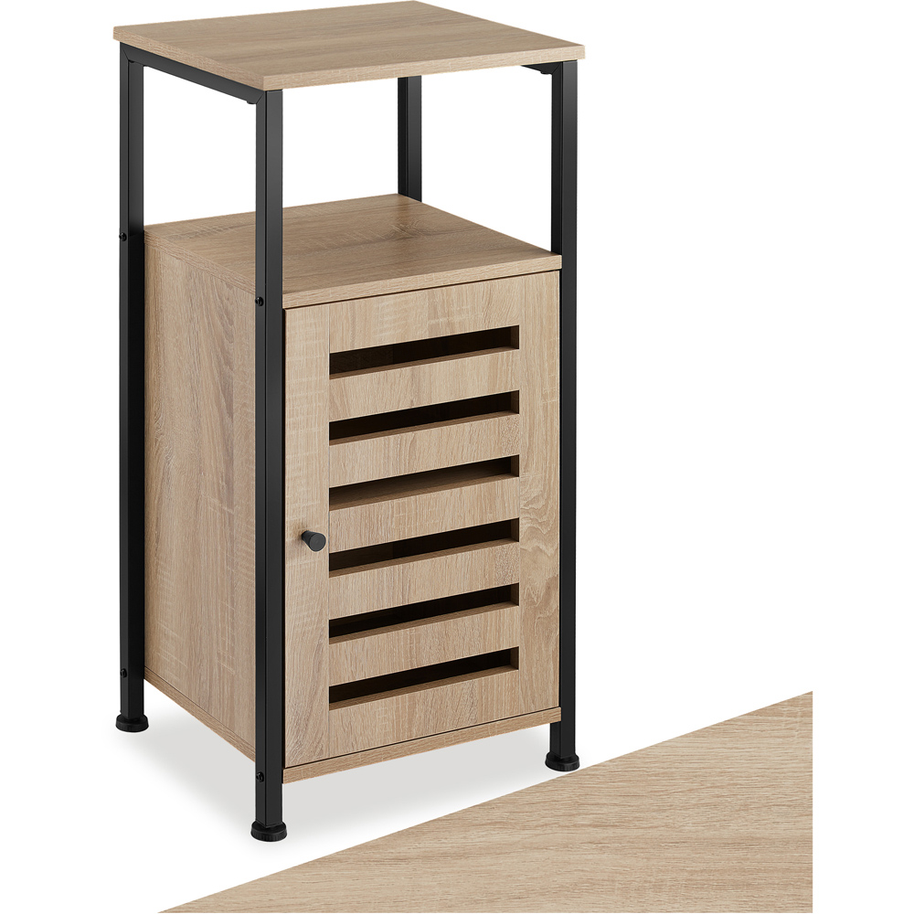 Tectake Durham Single Door Single Shelf Sonoma Oak Bedside Table Image 2