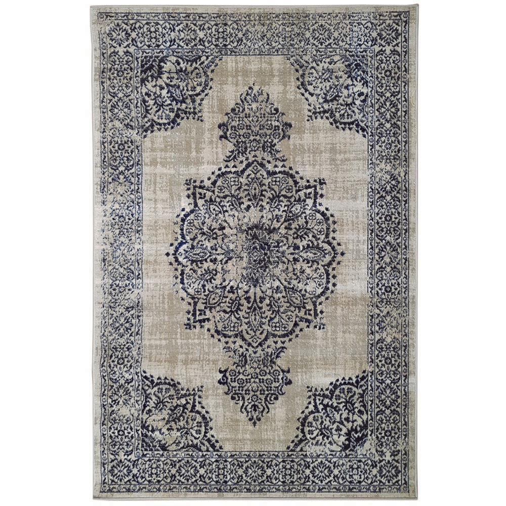 Origins Saville Grey and Blue Rug 80 x 150cm Image 1