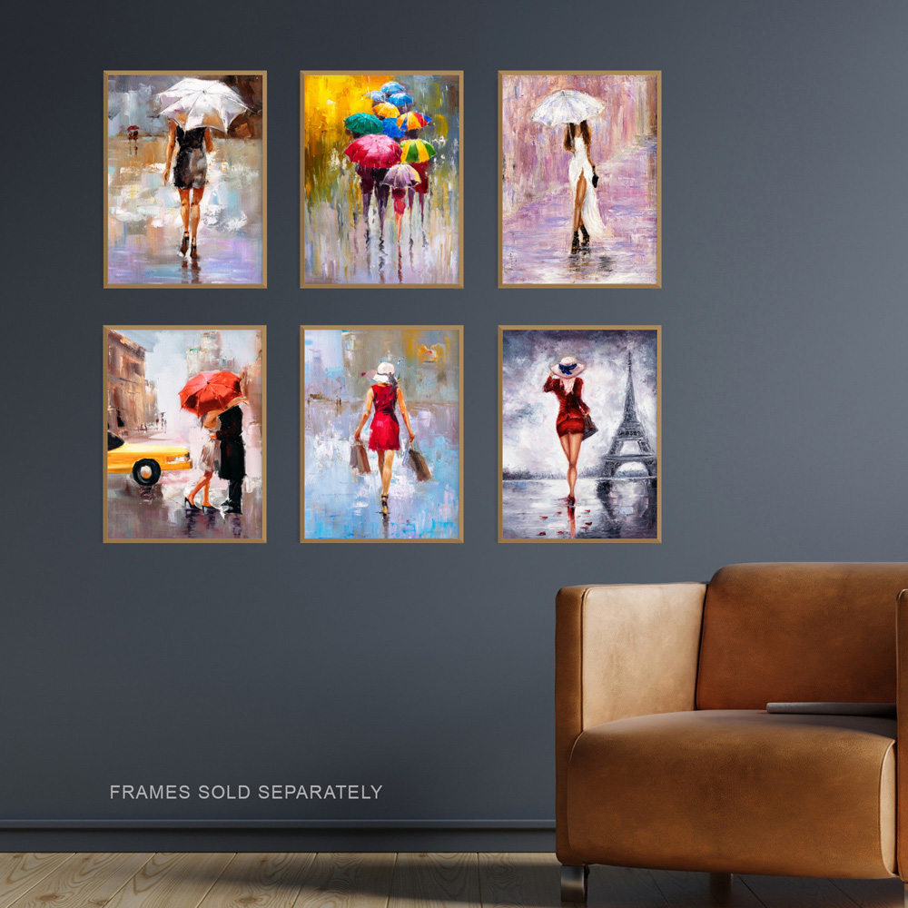 Artery8 Paris New York London Rainy Days Oil Painting Wall Art Print 30 x 41cm 6 Pack Image 2