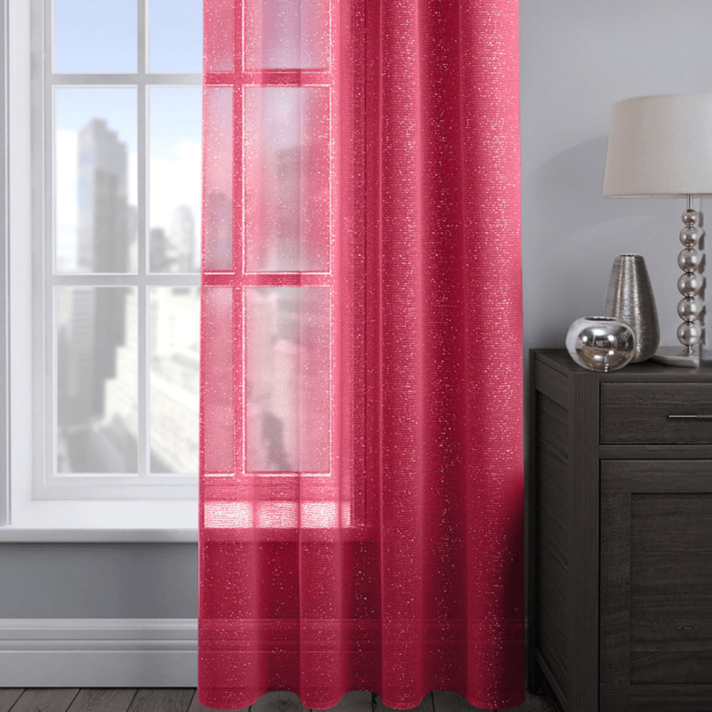 Velosso Alessandria Red Slot Top Voile Panel Curtain 137 x 137cm Image 3