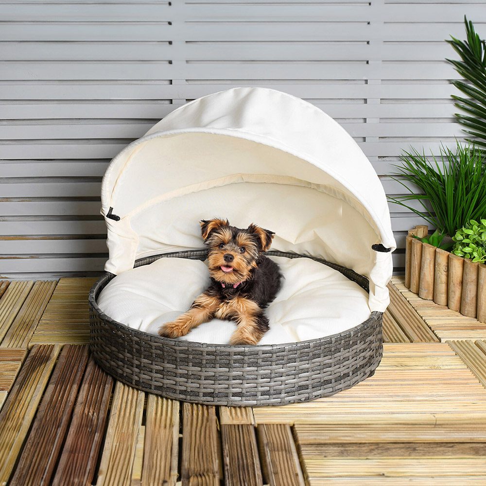 Rattan Pet Bed with Canopy Image 2