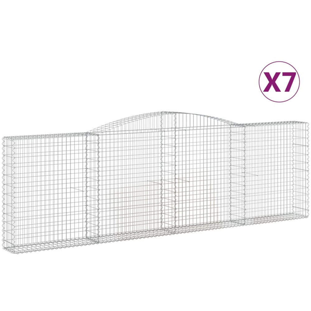 vidaXL Silver Galvanised Iron Gabion Basket 400 x 30 x 120/140cm 7 Pack Image 4