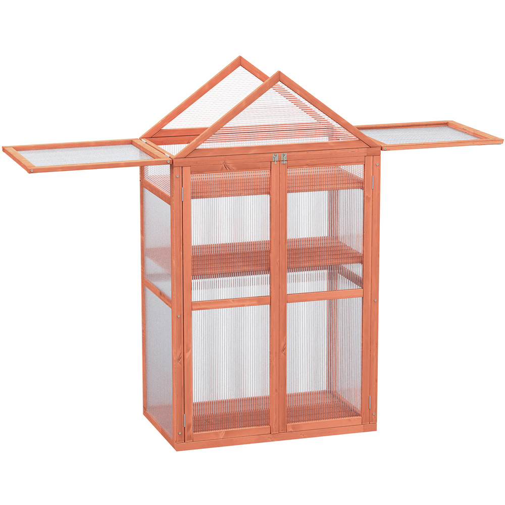 Outsunny 3 Tier Orange Wooden Cold Frame Greenhouse Image 1