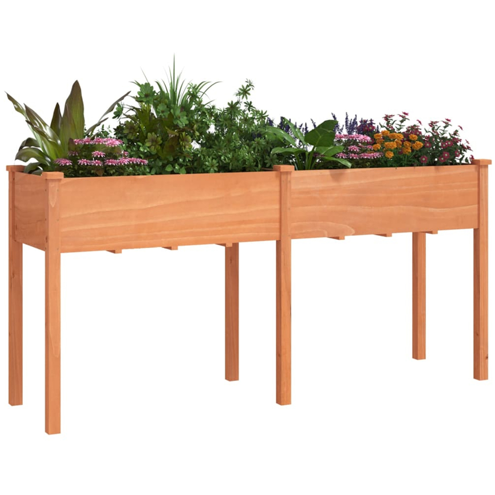 vidaXL Brown Solid Fir Wood Garden Planter with Liner 76 x 45 x 161cm Image 2
