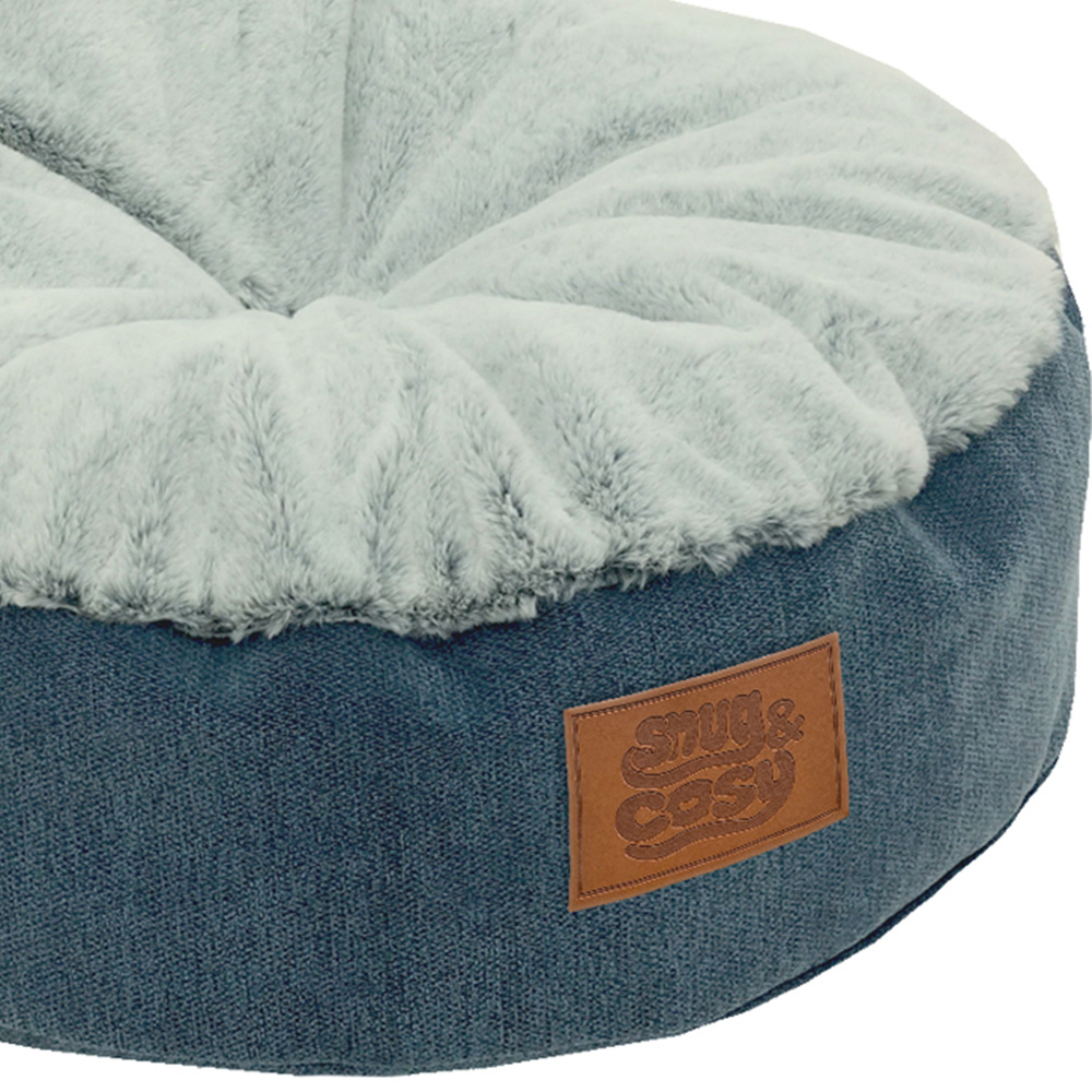 Snug & Cosy Lazy Medium Blue Dog Sofa Bed Image 3