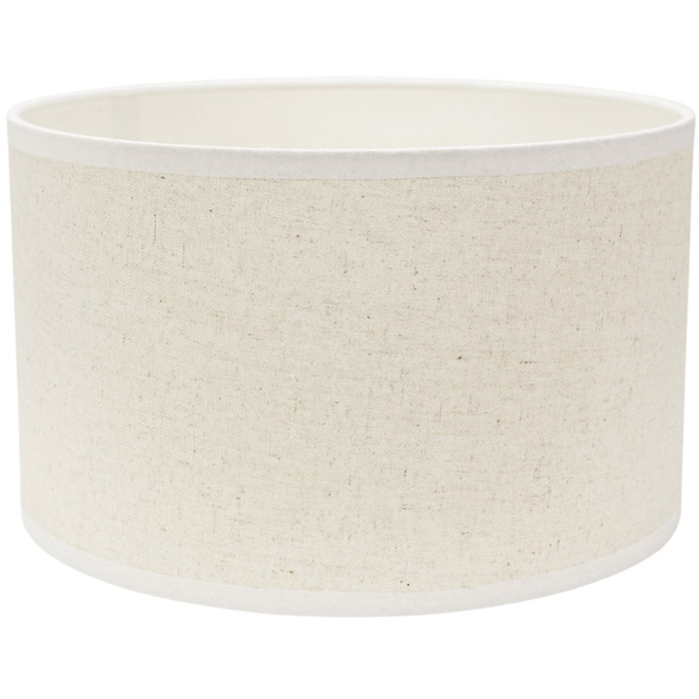 ValueLights Eva Natural Linen Small Drum Lamp Shade with White Trim Image 1