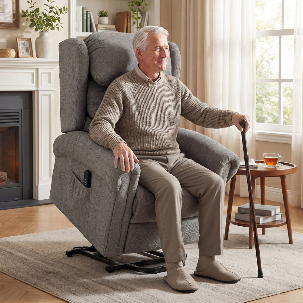 Portland Dark Grey Electric Power Lift Recliner Armchair with Remote Image 4