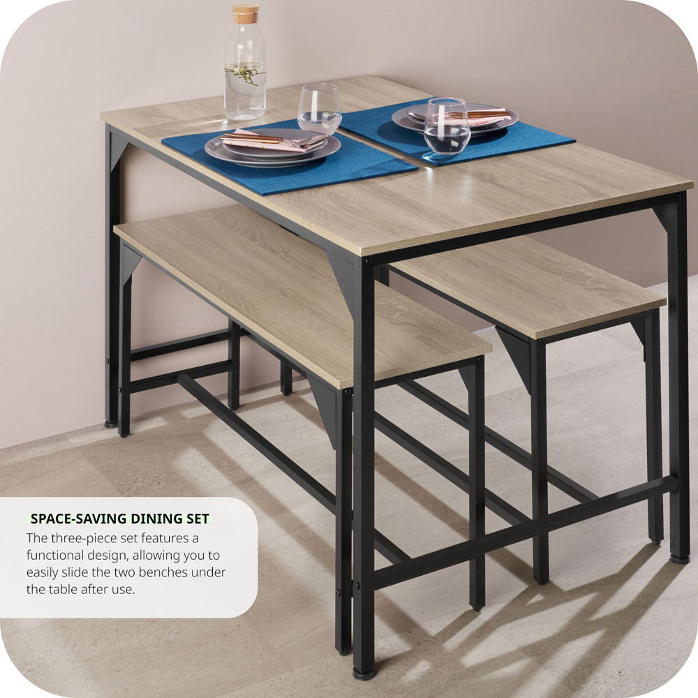 tectake Bolton 2 Seater Oak Sonoma Dining Table Set with Bench Image 8
