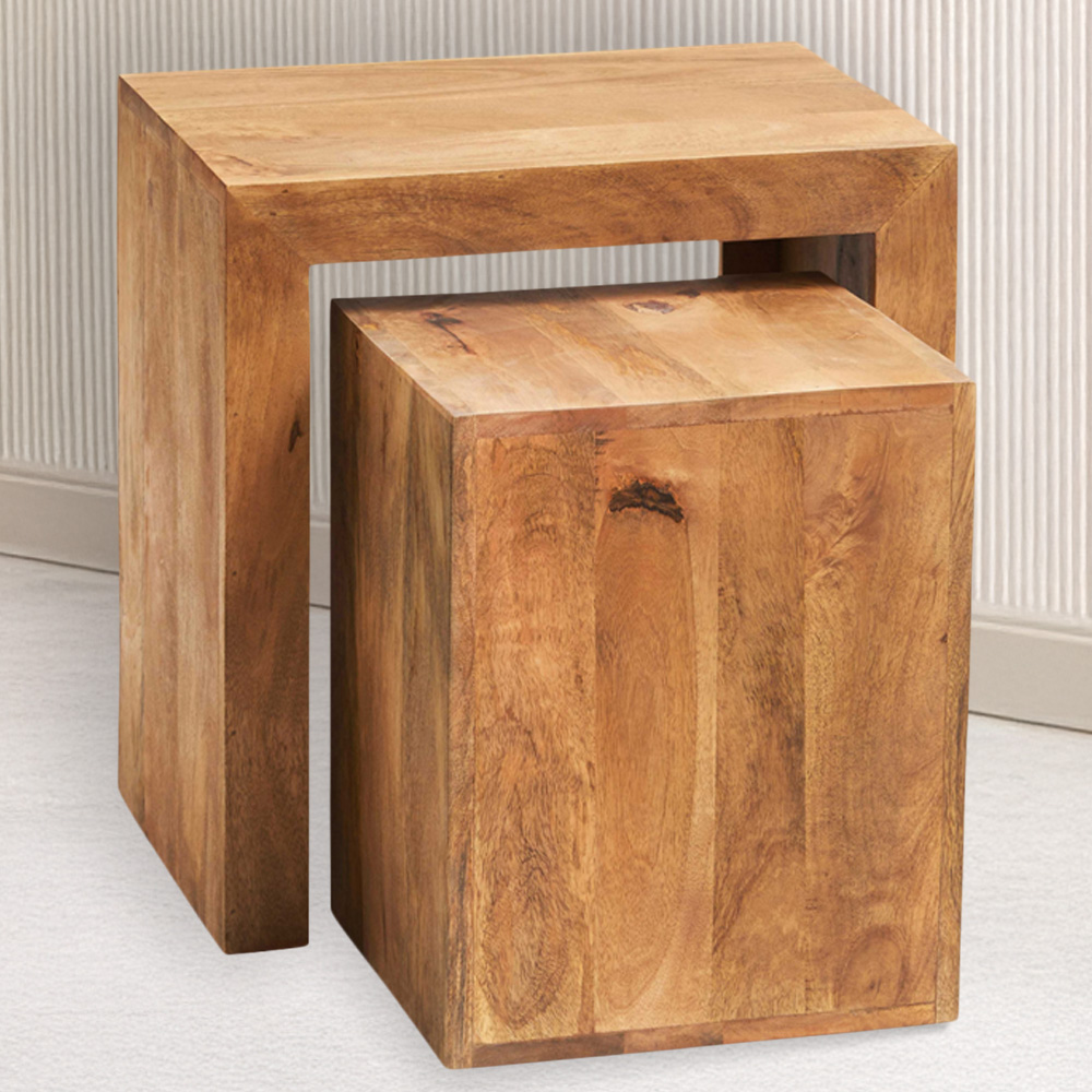 Brooklyn Napoli Toko Light Mango Cubed Nest of Tables Set of 2 Image 1