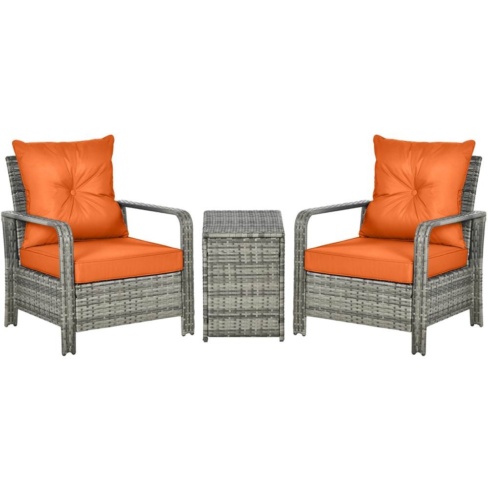Outsunny 2 Seater Orange Rattan Lounge Set with Storage Image 2