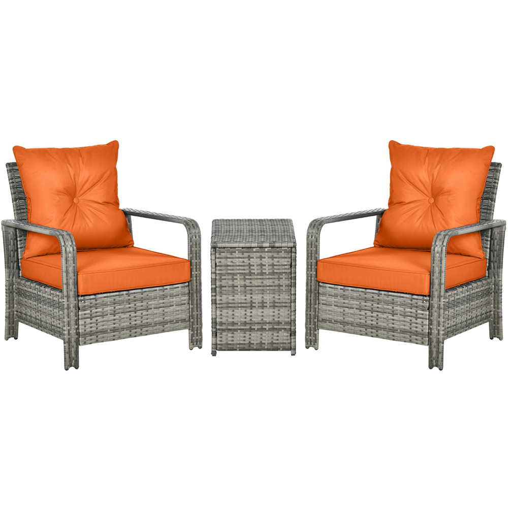 Outsunny 2 Seater Rattan Bistro Set Orange Image 2