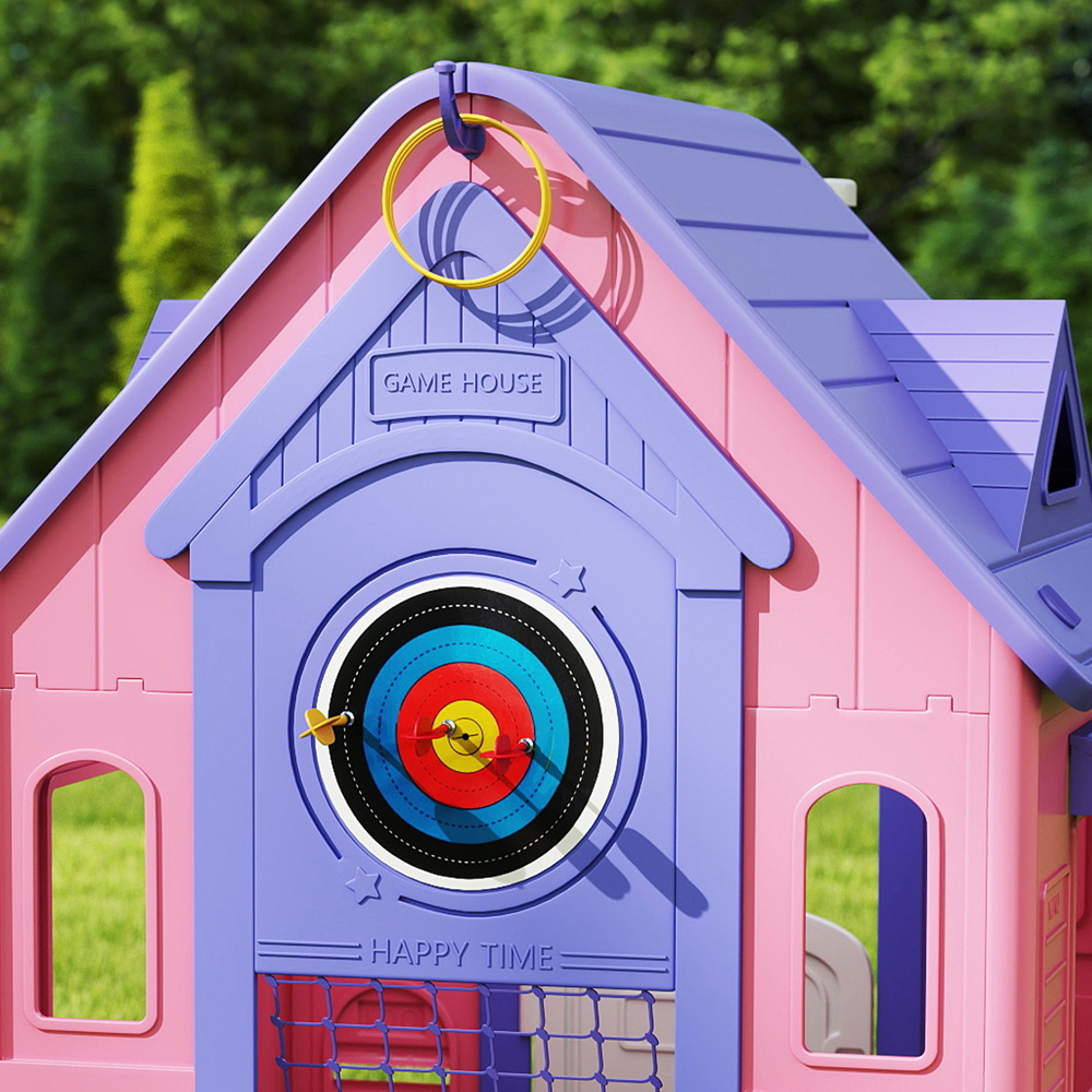 Tommy Toys AIYAPLAY 5-in-1 Kids Pink Playhouse with Built-In Games Image 4
