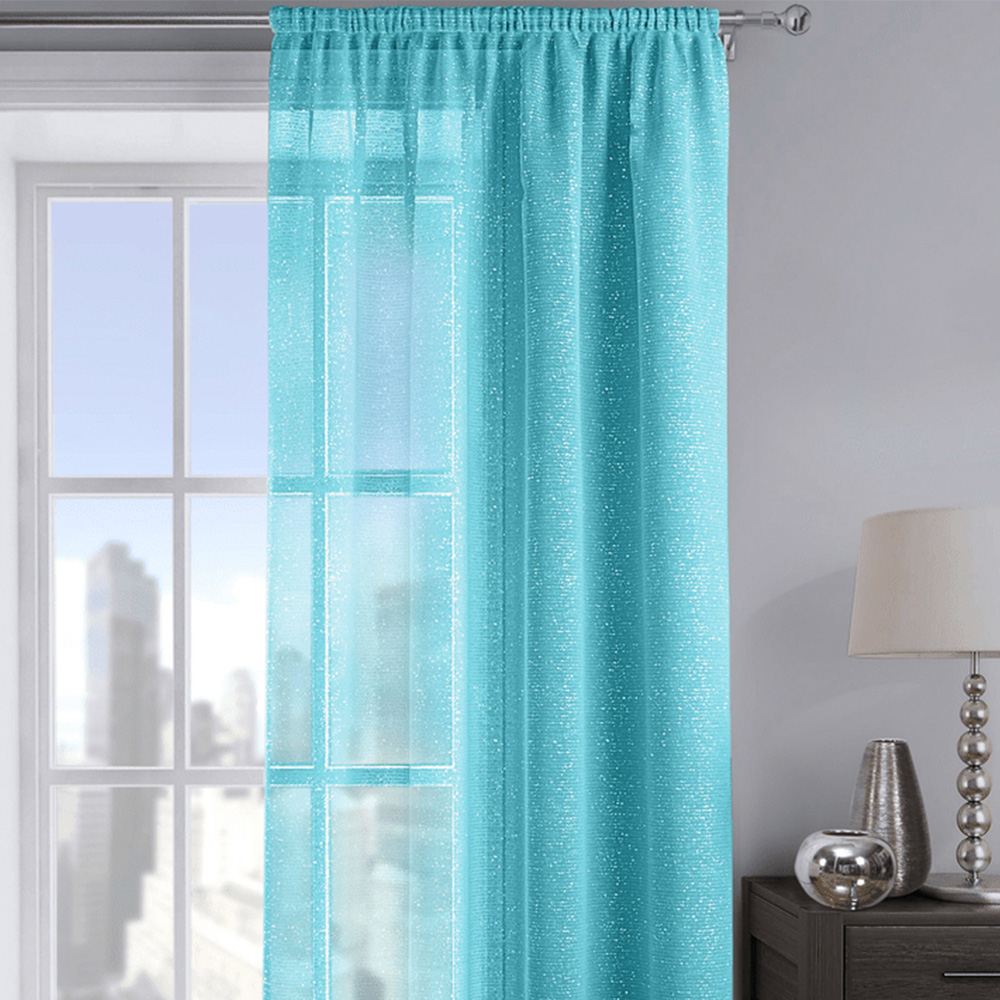 Velosso Alessandria Teal Shimmer Voile Panel Curtain 137 x 137cm Image 2