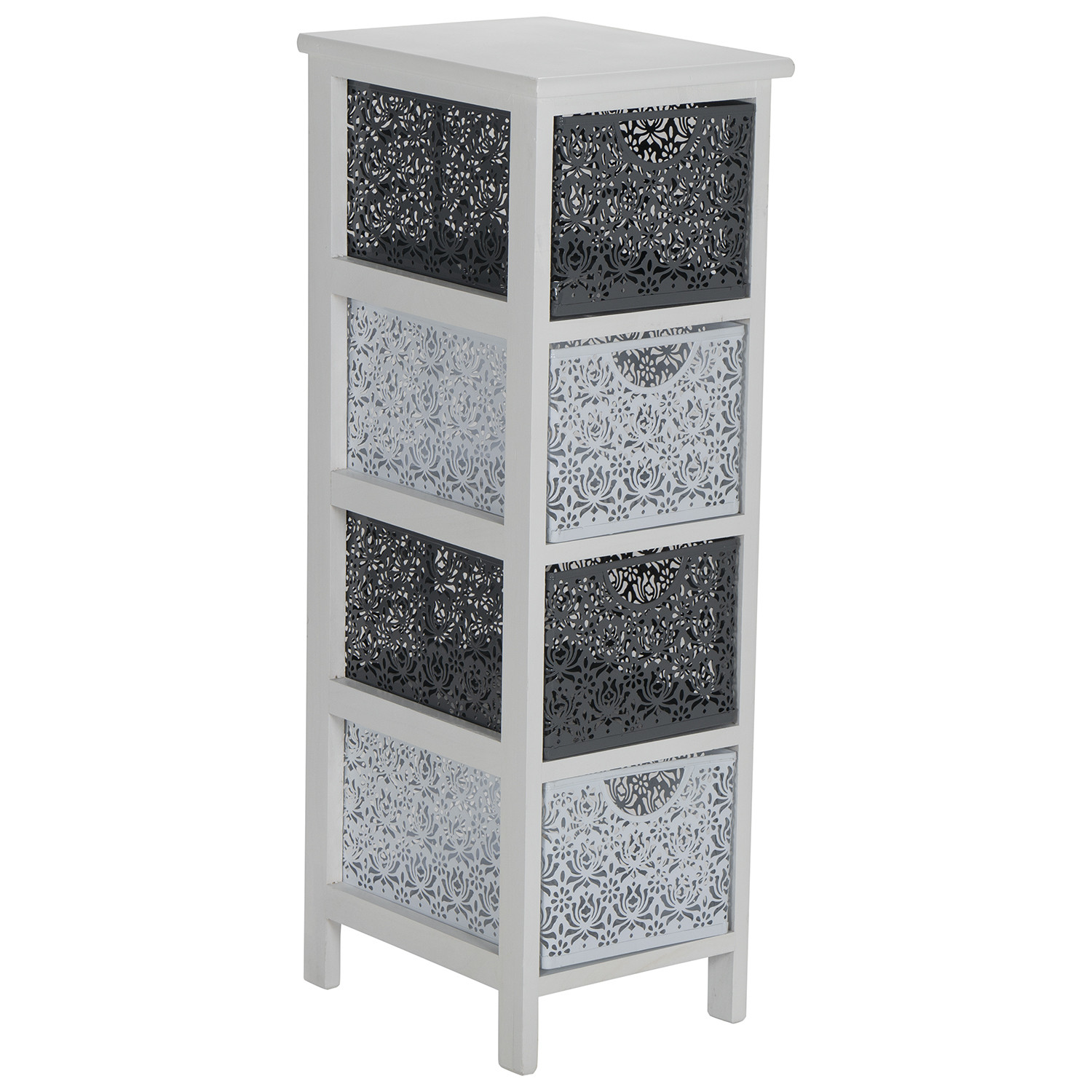 Lacey 4 Drawer Grey and White Storage Tower Image 2
