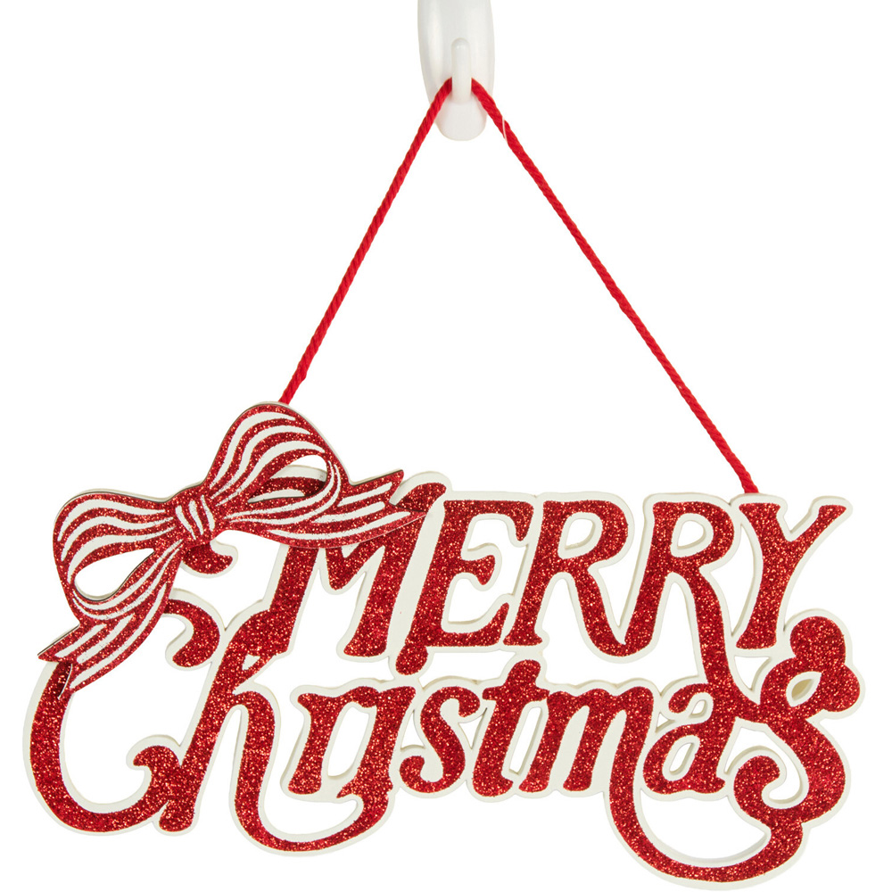 Merry Christmas Glittery Sign Red Image 1