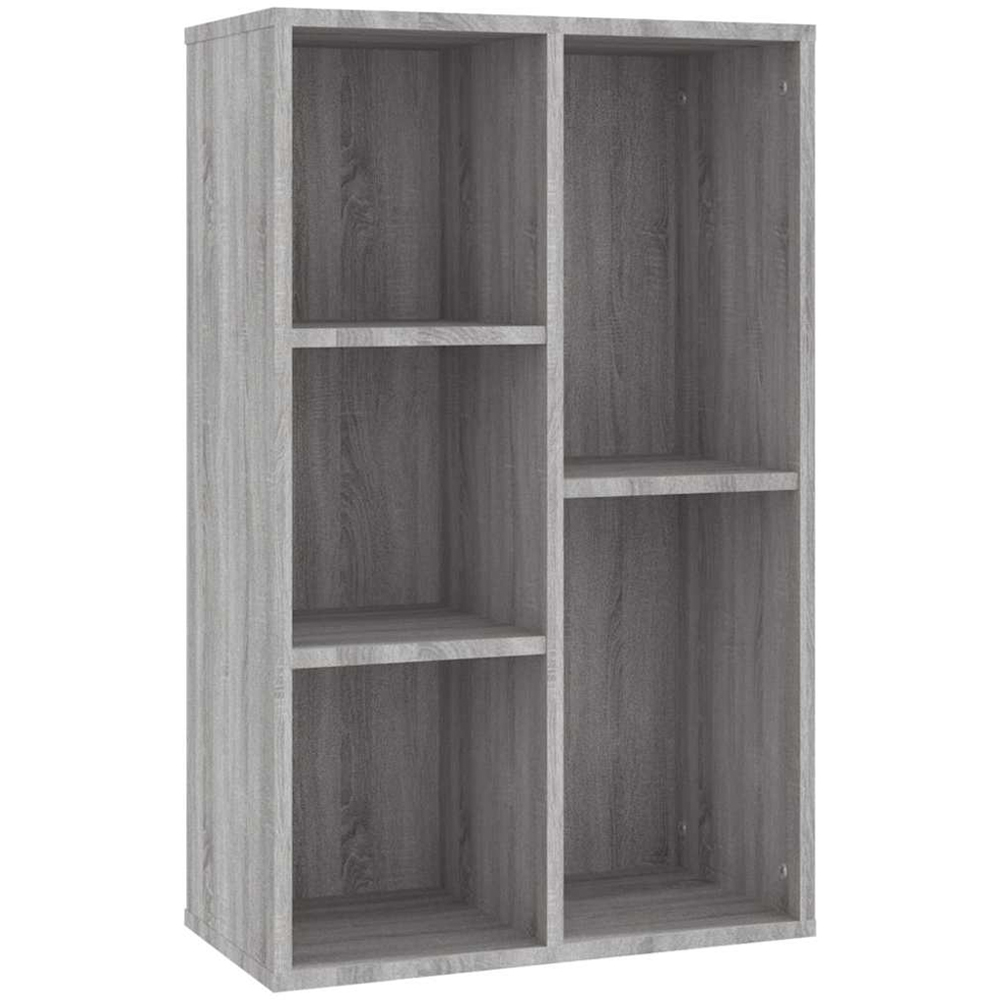 vidaXL 5 Shelf Sonoma Grey Bookcase Image 2