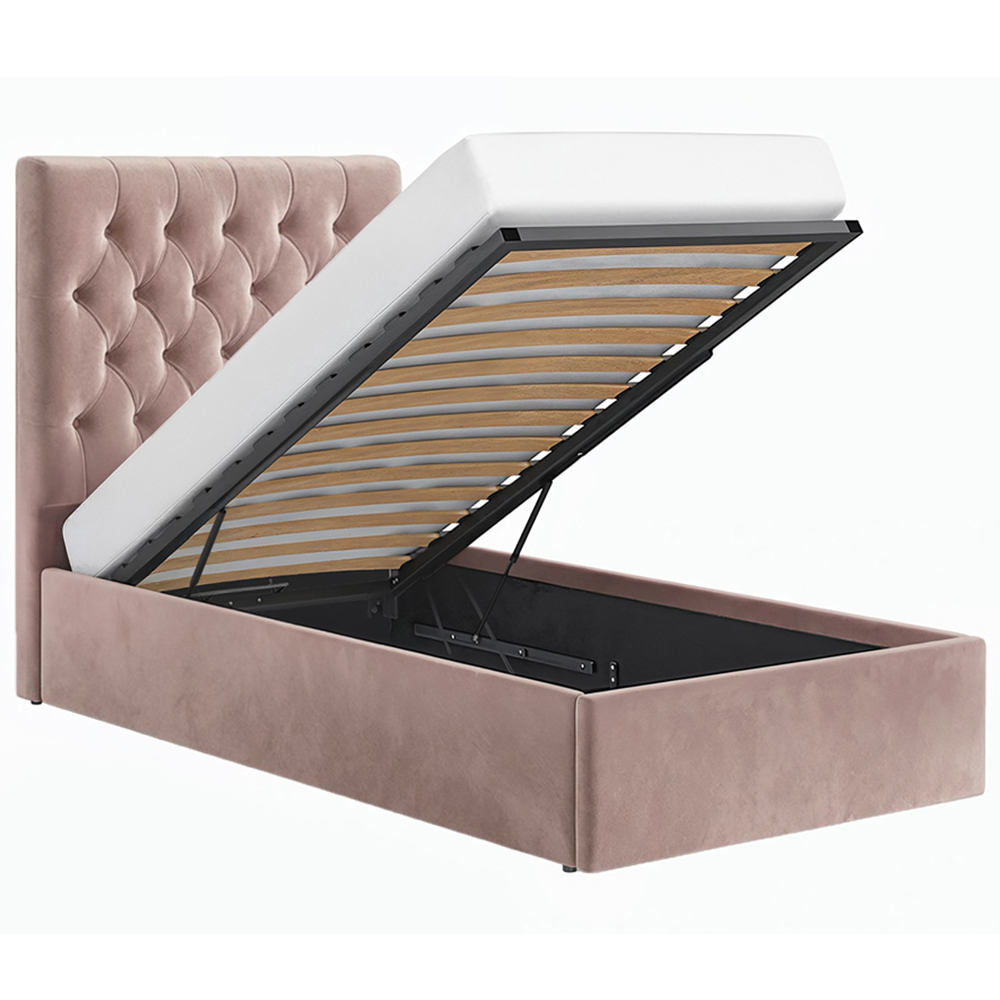 Flair Milan Single Pink Velvet Ottoman Bed Image 3