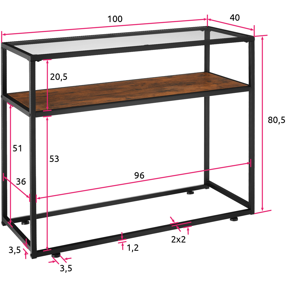 tectake Kilkenny 2 Shelf Dark Wood Console Table Image 9