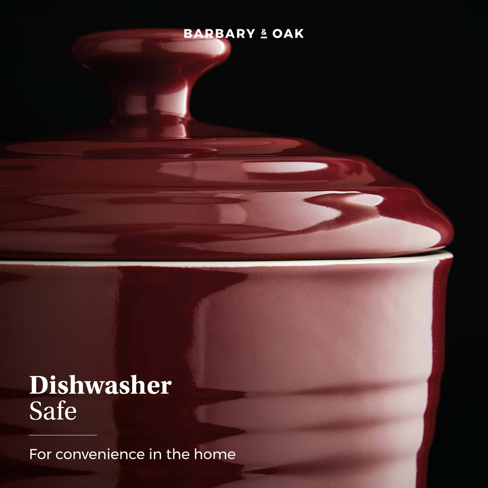 Barbary and Oak 23cm Bordeaux Red Ceramic Storage Jar Image 4