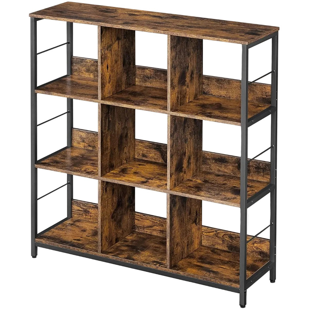 Modcraft 6 Shelf Black and Rustic Brown Industrial Bookcase Image 2