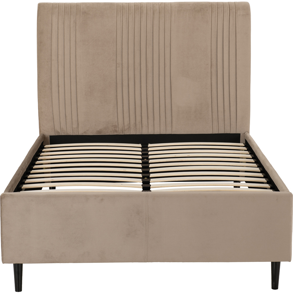 Seconique Maine King Size Taupe Velvet Fabric Bed Frame Image 4