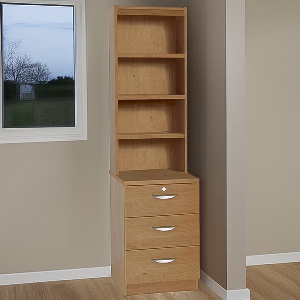R White Cabinets 3 Drawer 4 Shelf Brown Storage Unit With Hutch Image 1