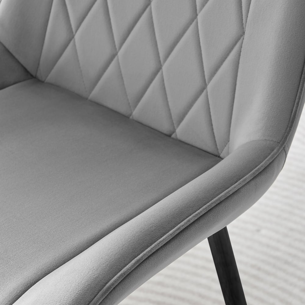 Furniturebox Cesano Set of 2 Grey and Black Velvet Dining Chair Image 2