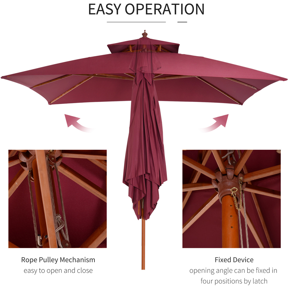 Outsunny Wine Red Bamboo Parasol 3m Image 4