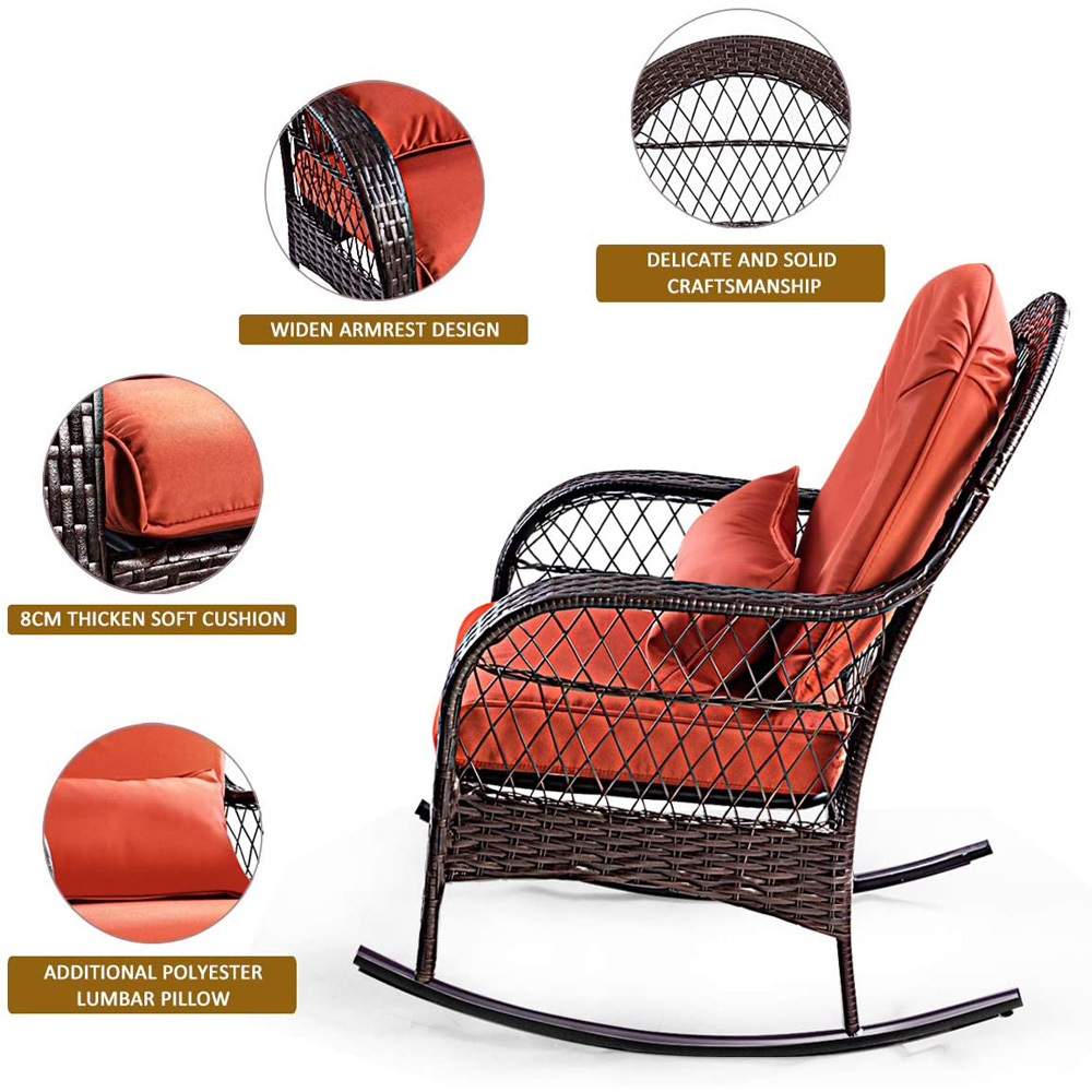 Costway Rattan Rocking Chair with Cushion Image 6