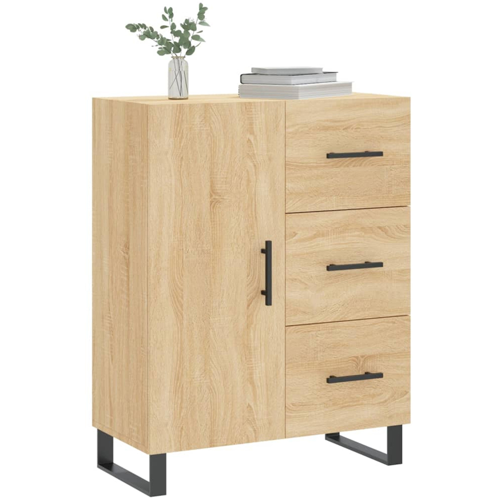 vidaXL Single Door 3 Drawer Sonoma Oak Sideboard Image 3