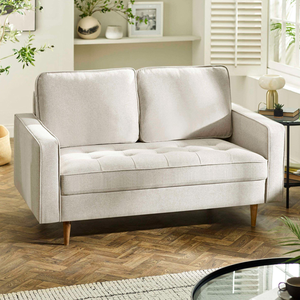 Julian Bowen Henrietta 2 Seater Beige Chenille Upholstered Sofa Image 1