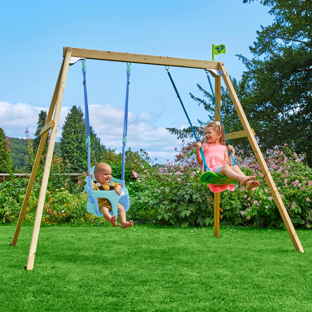 TP Forest Kids Bluey Double Swing Set with Quadpod Seat Image 2