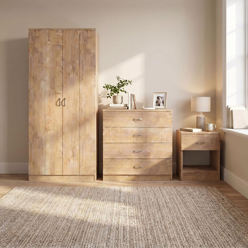 FWStyle Promo Oak 3 Piece Bedroom Furniture Set Image 3
